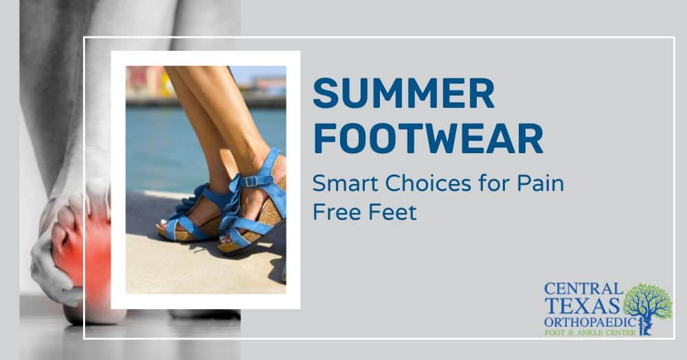 summer footwear for pain free feet. picture of sandals.